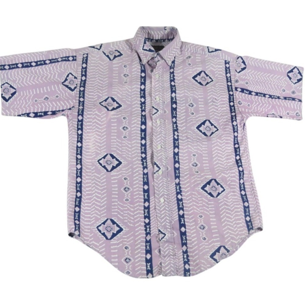 Panhandle Slim Shirt Men M Purple Geometric VTG Made in USA Western Button Up